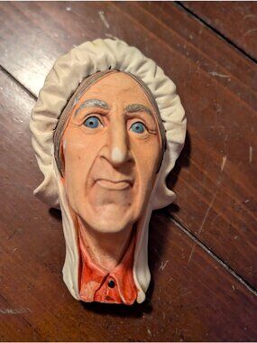 Bossons Chalkware Wall Plaque Head "Betty Wood" England Vintage Collectible Deco